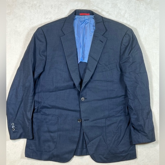 Isaia 58EU 48R Base S Sport Coat Natural Blueberry 100% Lana Wool Half Lined - Picture 1 of 14